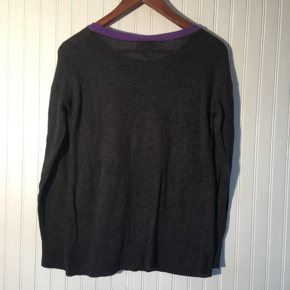 Ann Taylor Loft Cozy Gray and Purple Dot Sweater S - Picture 3 of 3
